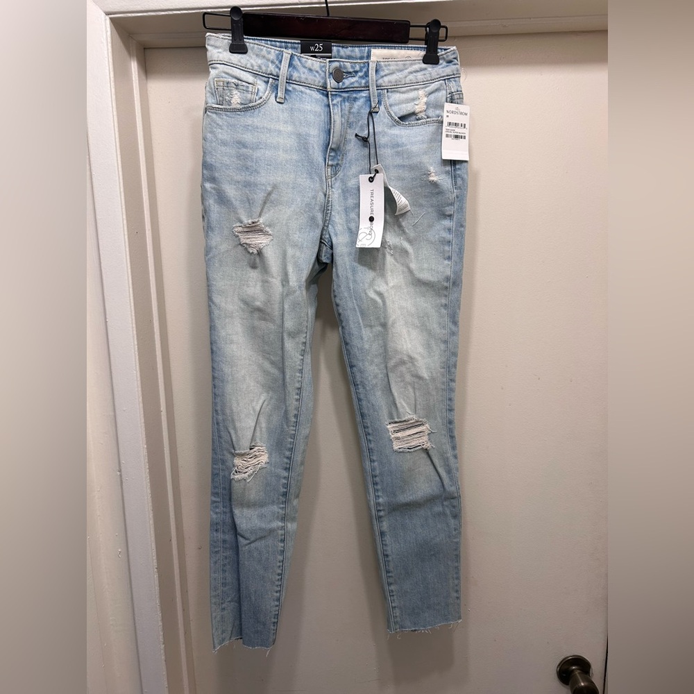 Treasure & Bond Women's Skinny Ankle Jeans Distressed Denim Size 25 Blue NEW NWT